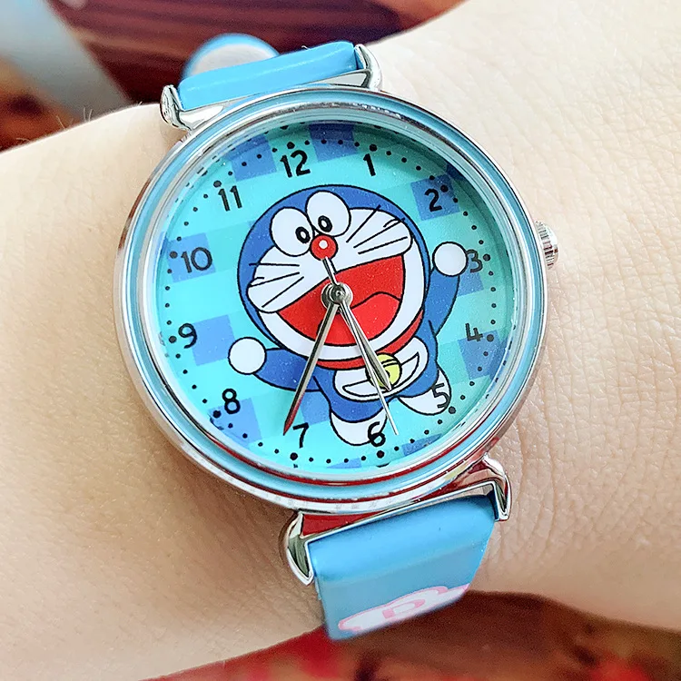 Высококачественные детские часы для мальчиков и девочек, водонепроницаемые кварцевые часы doraemon для начальной школы, для мальчиков и девочек, часы с героями мультфильмов - Цвет: Небесно-голубой