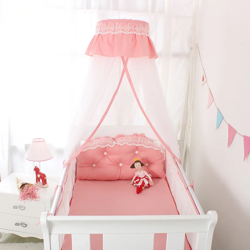 Nordic Süße Spitze Rosa Babybett Moskito Net Hing Dome Netting Kinder Bett  Vorhang Baby Schlafzimmer Dekoration