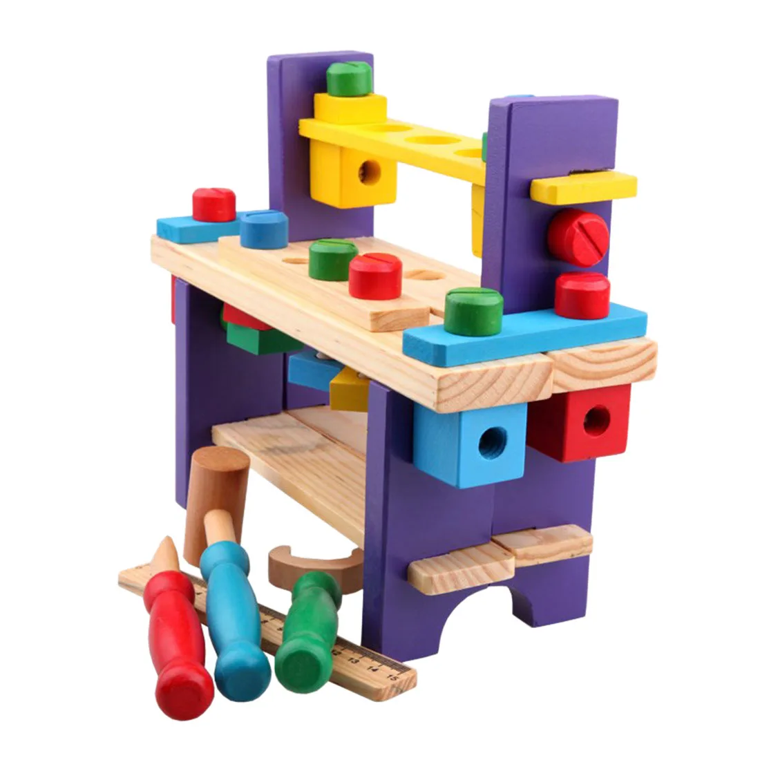

Children Wooden Toy Multifunctional Disassembly Toy Nut Combination Assembly Workbench Parent-Child Puzzle Interactive Toys Gift