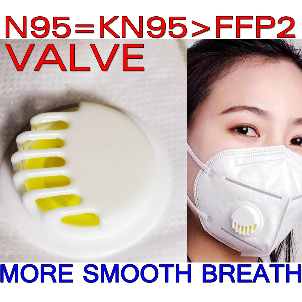 

KN95 95% filter with valve Face Mask Respirator Free shipping