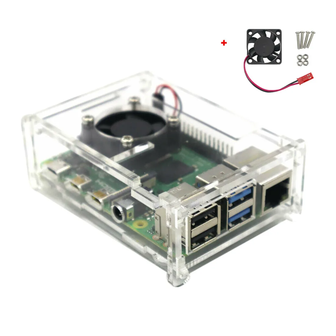 

Clear Acrylic Case Enclosure Box With Cooling Fan For Raspberry Pi 4 Model B Programmable Toys Accessories - Black
