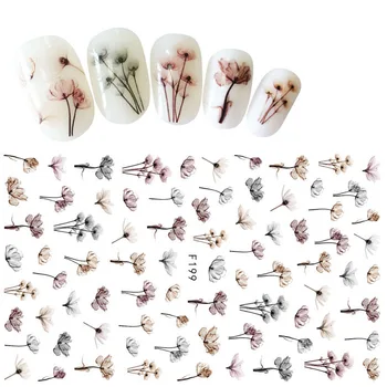 

3D Nail Sticker Pond Lotus Flower Nails Art Stickers Foil Slider Decals Manicure Accessories Designs Decorations