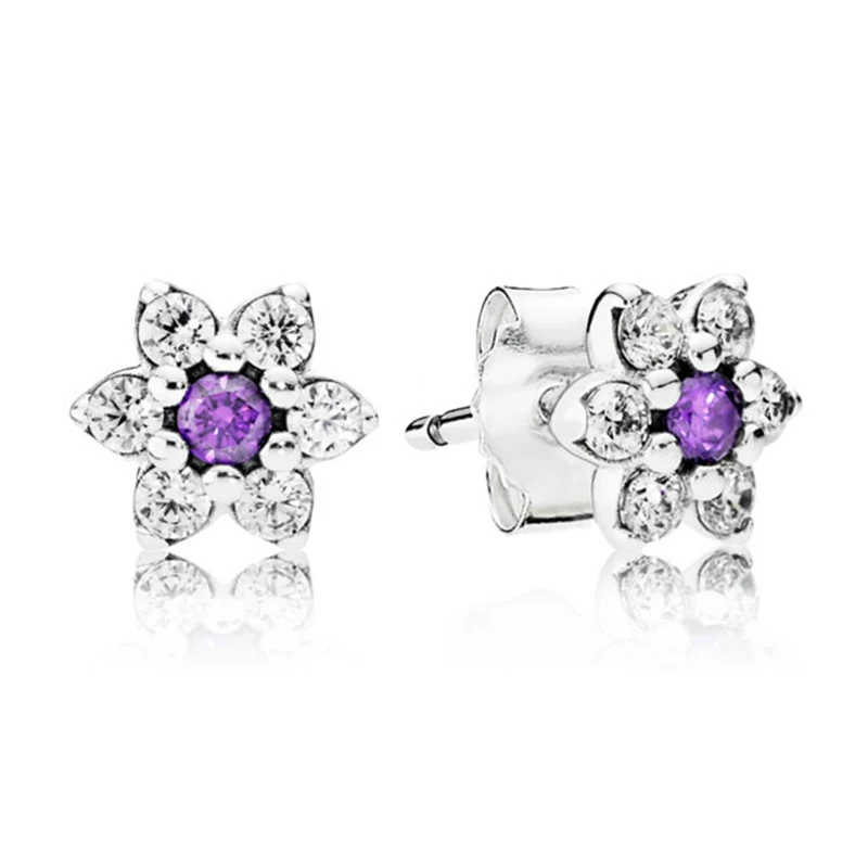 Подлинные 925 пробы Серебряные Оригинальные серьги-гвоздики Forget Me Not Europe для