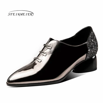 

New Shallow Women Pumps Genuine Leather High Heels Office Dancing Shoes Woman Spring Autumn Lace Up Classic Shoes Steinmeier