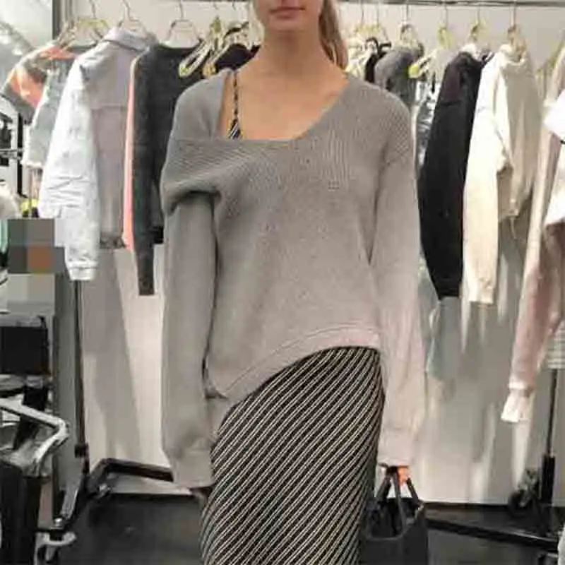 

Women Sweater 2019 Autumn and Winter New Loose Two Irregular Women's Sweater