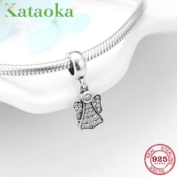 

New 925 Sterling Silver Sparkling clear CZ Angelic Angel Pendants Charms for Jewelry Making Fit Original Kataoka Bracelets