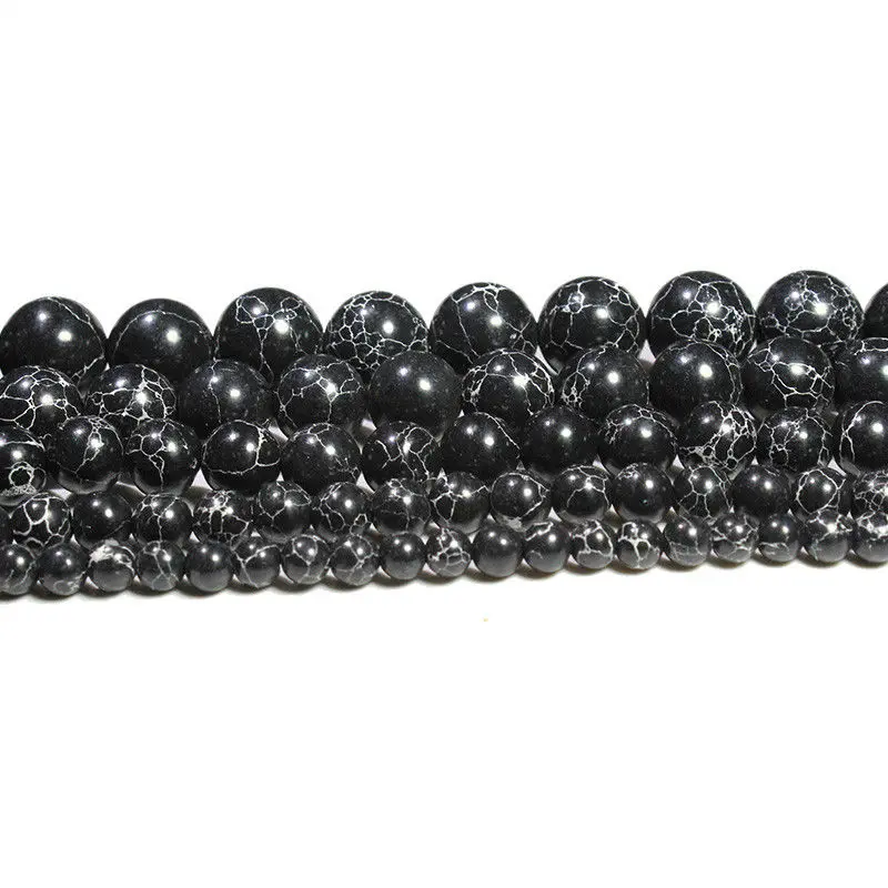 

Natural Stone Black Howlite Smooth And Round Beads 4 6 8 10 12MM Women Fashion Necklace Charms Wholesale for Jewelry Making