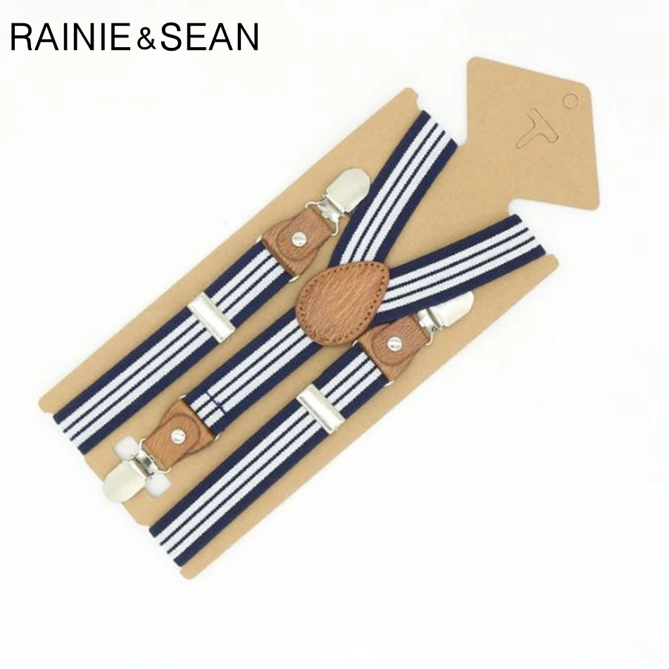 RAINIE SEAN/полосатые подтяжки для детей красные детские 3 зажима свадебные мальчиков