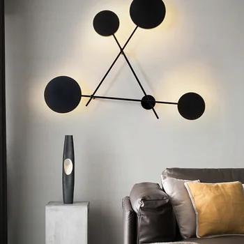 

Nordic Industrial wind wall lamp living room modern simple personality round bedside lamp bedroom designer wall lamp