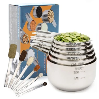 

13-Piece Set Measuring Spoons Measuring Cups 304 Stainless Steel With Scale Cooking Seasoning Spoon Tool Kitchen Gadget Set
