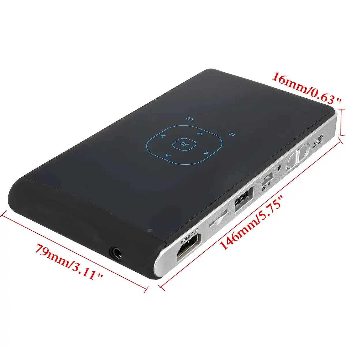 Мини карманный проектор Wi-Fi для bluetooth динамиков HD DLP светодиодный 1080P Android USB/TF