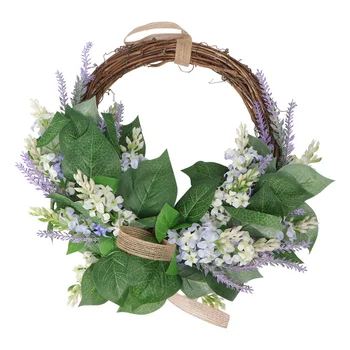 

1PC Simulated Lavender Garland Household Door Hanging Wreath Wedding Party Decoration for Home Store (White)