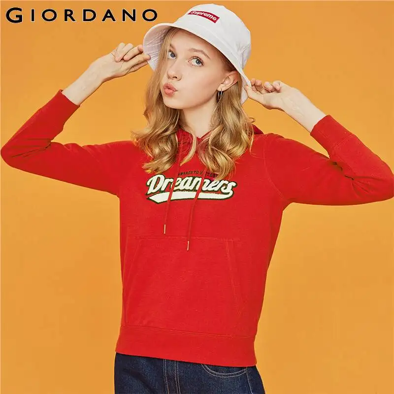 Женская толстовка с капюшоном Giordano махровая длинными рукавами и карманами