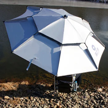 

2.4 Meters Double Layer Fishing Umbrella silver Rainproof Thicken Sunscreen UV Protection Fishing Parasol Ultralight