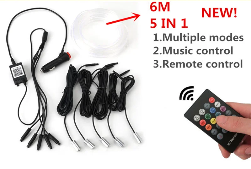 6 и 10 м RGB атмосферные лампы для Renault Duster Megane 2 3 Logan Clio 4 2 Captur Sandero Laguna 2 Scenic - Испускаемый цвет: 6M Remote Control