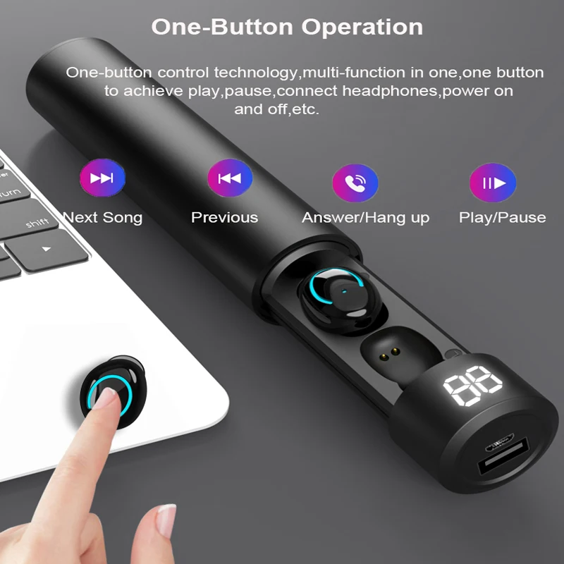 Наушники вкладыши TWS с Беспроводной наушники 3D Стерео Bluetooth Mini 5 0 двойной микрофон