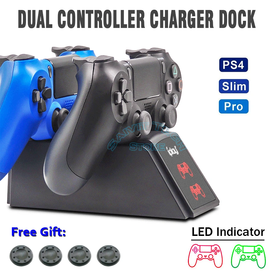 

PS4/Slim/Pro Dual Controller Fast Charging Dock Station LED Light Indicator Charger Stand for Sony Playstation4 Game