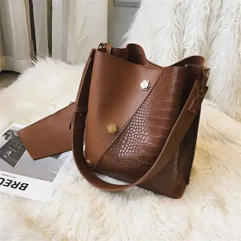 

Crocodile Crossbody female Shoulder Bags Women handbag Luxury PU Leather Bag Bucket Simple large capacity Messenger Handbags