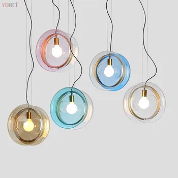 

Simple modern living room pendant lights creative bedroom restaurant personality glass ball gradient pendant lamps