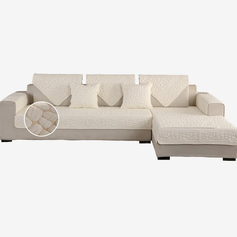 

Double-Sided Solid Color Washed Cotton Cobble Sofa Cushion Four Seasons Universal Quilted Sofa Cover Case Cover