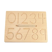 Montessori Tracing Groove Toys Writing Board Alphabet ABC Letters Board Double Shapes Number 1-10 Plush Double Side Beech Wood 2