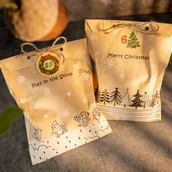 Lot de sacs cadeaux de joyeux noël en papier Kraft, enveloppe Vintage avec autocollants, papeterie, enveloppe artisanale de bureau, 24 pièces 