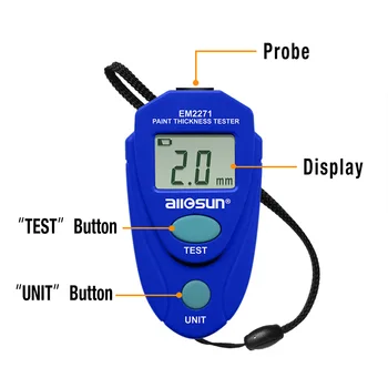 

EM2271A EM2271 Mini LCD Digital Automobile Thickness Gauge Car Paint Tester Display Thickness Coating Meter Testing Instrument