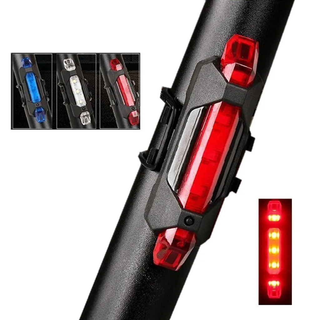 

Kongyide Bicycle Light LED Rechargeable Tail Light USB 5 LED USB Rechargeable Bike Tail Lights Safety Cycling Alarm Rear Lamp