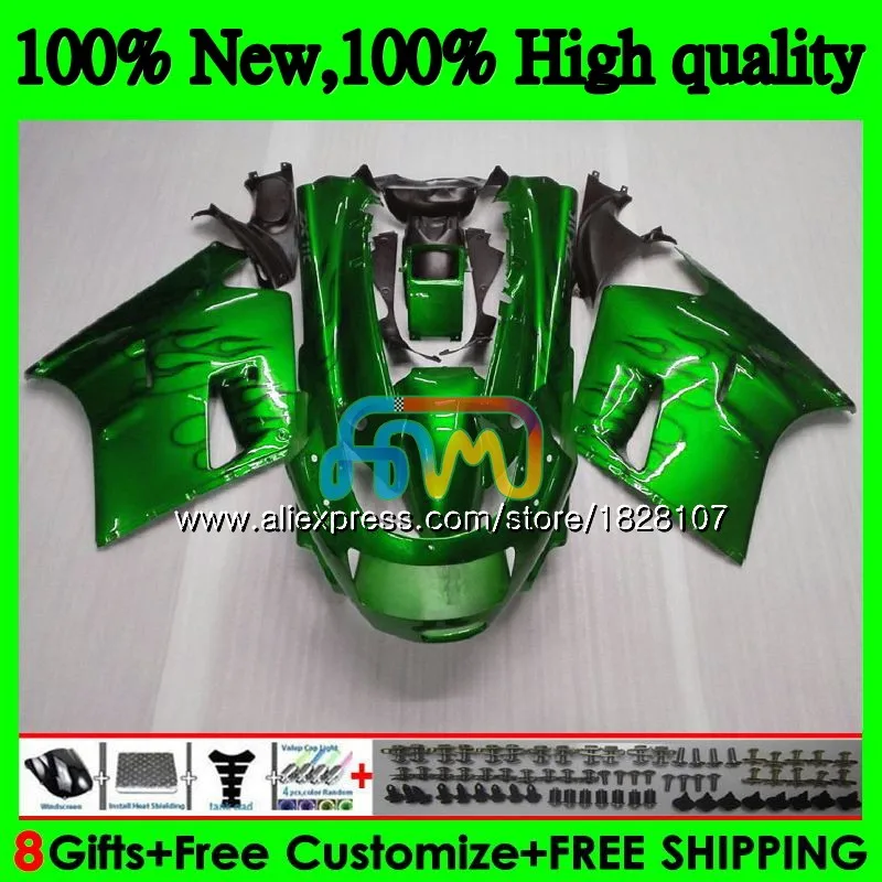 Корпус для KAWASAKI ZX-11R ZZR 1100ZZR1100 ZX11 R ZZR-1100 7BS. 10 ZX-11 ZX цвета: зеленый, черный 11R ZX11R 90 91 92 1990 1991 1992 обтекатель - Цвет: No. 1