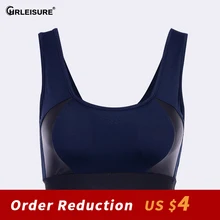 

CHRLEISURE Womens Breathable Bra Leather Splice Fitness Sports Bra Sexy Workout Slim Push Up Yoga Tops Without Underwire Bra