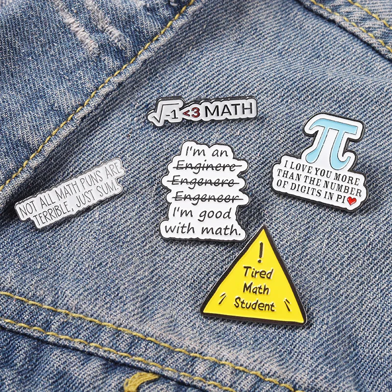 

Children Jewelry I Love Math Enamel Pins Novelty Message Badges Button Bag Hat Backpack Lapel Pin Gifts