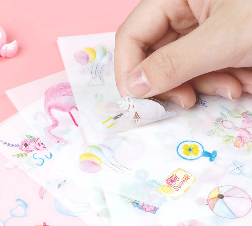 6 шт. Фламинго ПВХ декоративные васи стационарные наклейки пуля журнал кавайный