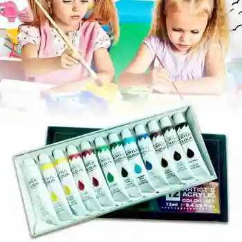 

12colors x12ml Acrylic Paint Set Art Tool For Drawing Painting Pigment Art Supplies Student Drawing Wall Hand Painted