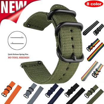 

22 20 18 24mm Sport Woven Nylon Watch Band For Samsung Galaxy Soft Strap For Gear S3 S2 Classic Universal Band with Metal