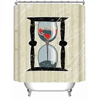 

Earth and Hour Glass Durable Shower Curtain,166987,71''L x 71''W