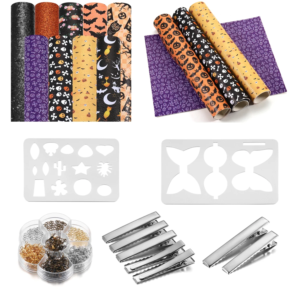 

Christmas Series Material Set Leather Pack Set Ear Hook Accessories Steel Duckbill Clips For DIY Earring Keychain Craft Pendants