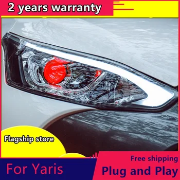 

tuning cars Headlight For Toyota Yaris L 2016-2018 Headlights LED DRL Running lights Bi-Xenon Beam Fog lights angel eyes