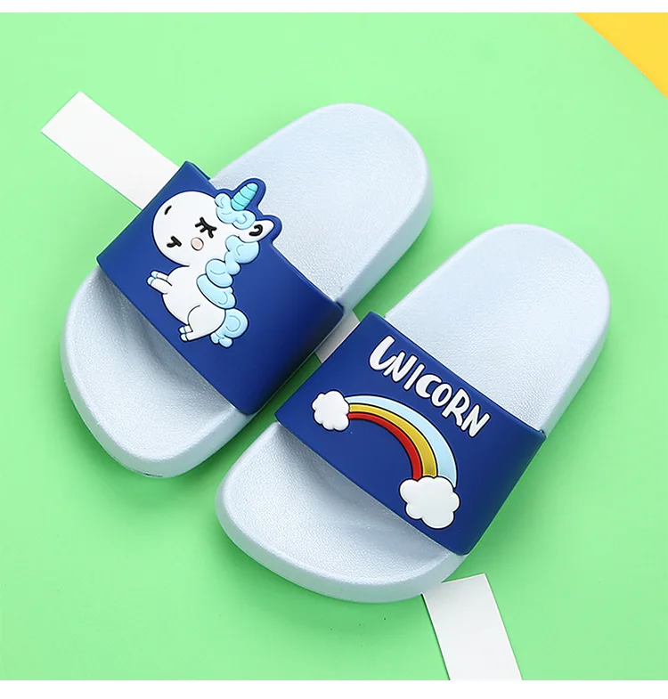 HIPAC Rainbow Unicorn Slippers For Kids New Summer Boy Girl Beach Shoes Baby Toddler Soft Indoor Bathroom Slippers Flip Flops