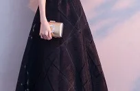 Черный Коктейльное платье Skyyue, вырез лодочкой, с открытыми плечами, Vestido De Coctel, рукав до локтя, а-силуэт, платье длиной до середины икры, коктейльное платье LX354 - Цвет: Черный