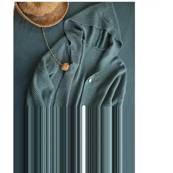

Women Casual Hooded Knitted Sweater Button Solid Single-Breasted Sweater Cardigan Winter Sweatet Loose Coat