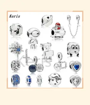 

100% 925 silver sterling new series winter space astronaut charm free cargo planet granules