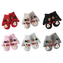 Детские утепленные перчатки для мальчиков и девочек; новые детские перчатки на Рождество; зимние теплые вязаные варежки для малышей; перчатки с рисунком; Лидер продаж