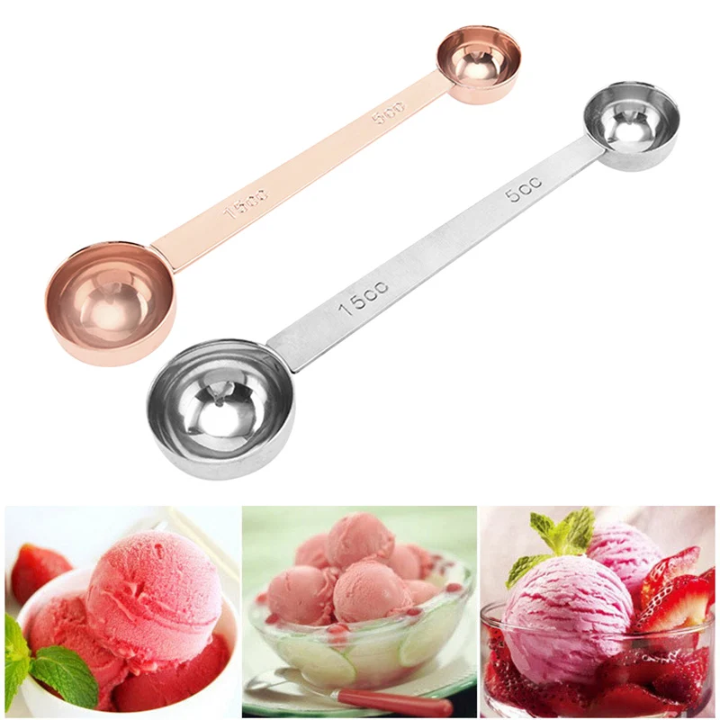 

HOT Double Side Measuring Spoon Stainless Steel Coffee Scoop Tablespoon Tool LSF