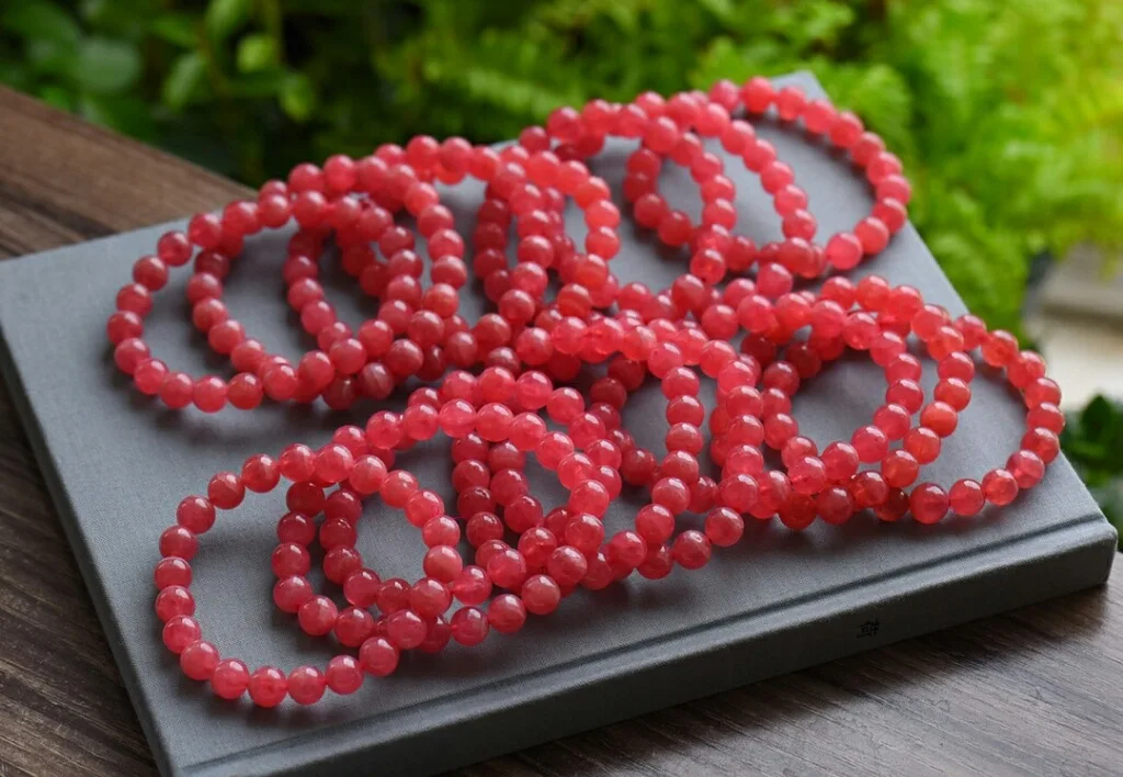 

Natural Rhodochrosite Bracelet Color Ruddy High Ice Permeability And High Cost 8-8. 5 Mm Support Reinspection
