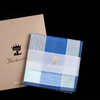 

New Men Square Plaid 100% Cotton Sweat Handkerchiefs 43*43cm Men's Classic Pattern Vintage Pocket Hanky Hand Towel