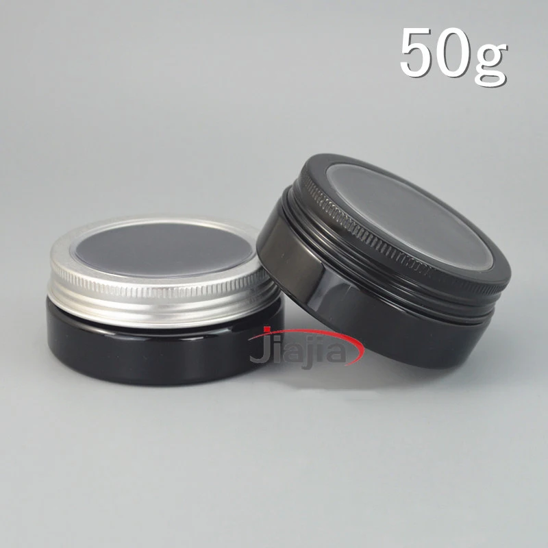 Sais de Banho Vazio Plástico Frasco Preto Máscara Facial Creme Loção Garrafa Recarregável Cosméticos Recipiente Embalagem Frete Grátis 50g 7 Garrafas reutilizáveis