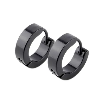 

1 Pair Chic Cool Punk Stainless Steel Earring Piercing Round Stud Earings Jewelry Gothic Street Pop Black Silver Color Men Gifts
