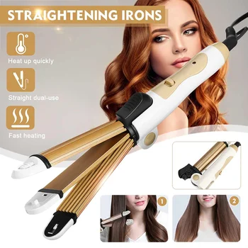 

3 In 1 Hair Straightener Curling Iron Corn Clip Styling Tool PTC Fast Heating Constant Temperature Straightening Irons EU Plug