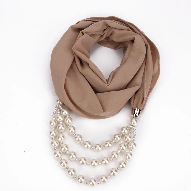 H1d9b22db2a2c41289a04d4291bc0ad63K Women Shawl Hijabs Pendant Necklace Scarf Women Solid Color Shawls Jewelry Scarf Female Stole Beach Trip Accessories Scarves Mallzona