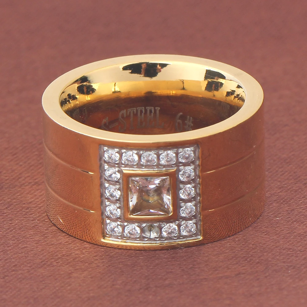 Женское кольцо серебристого цвета с белым камнем 12 мм|engagement ring|wide ringring jewelry |